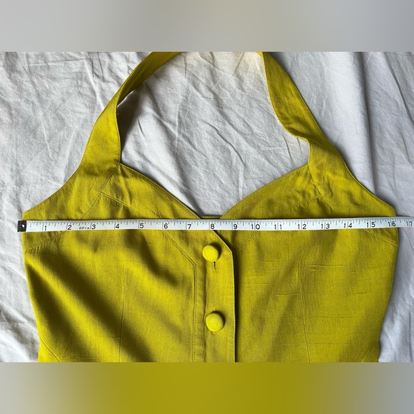 SOLD Vintage Donna Karan Halter neck Vest Medium Silk Chartreuse - Picture 13 of 13